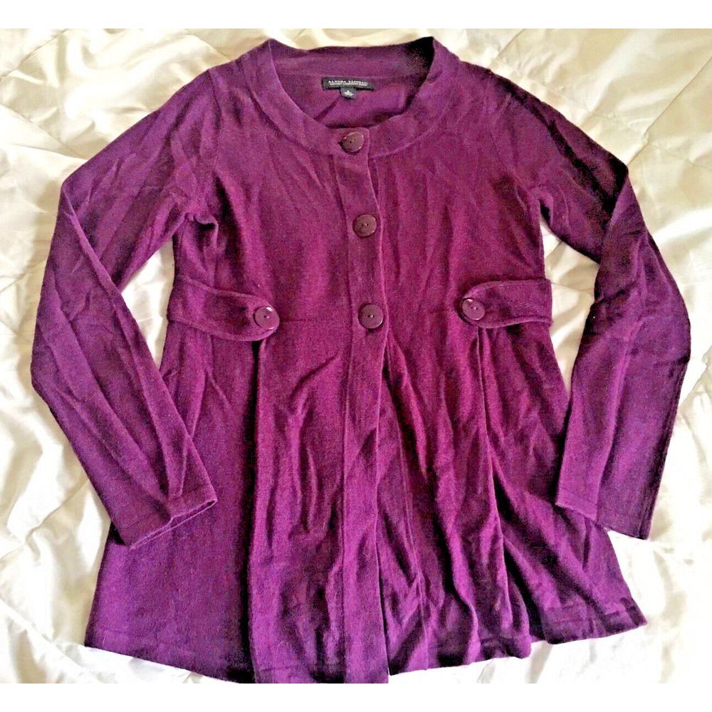 Banana Republic Wool-Cashmere Sweater Cardigan Sz S SmallPurple Button Up‎ Flare